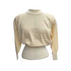 Vintage Ninon Women’s Sweater Pastel Yellow Fitted Waist Acrylic Sz Medium